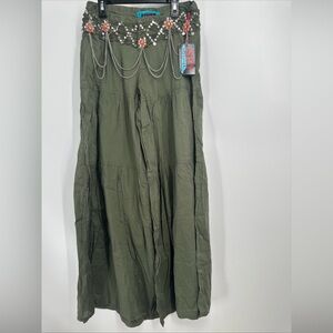 Dolls Kill Spy Zone Exchange Green Wide Leg Pants Small New Harem